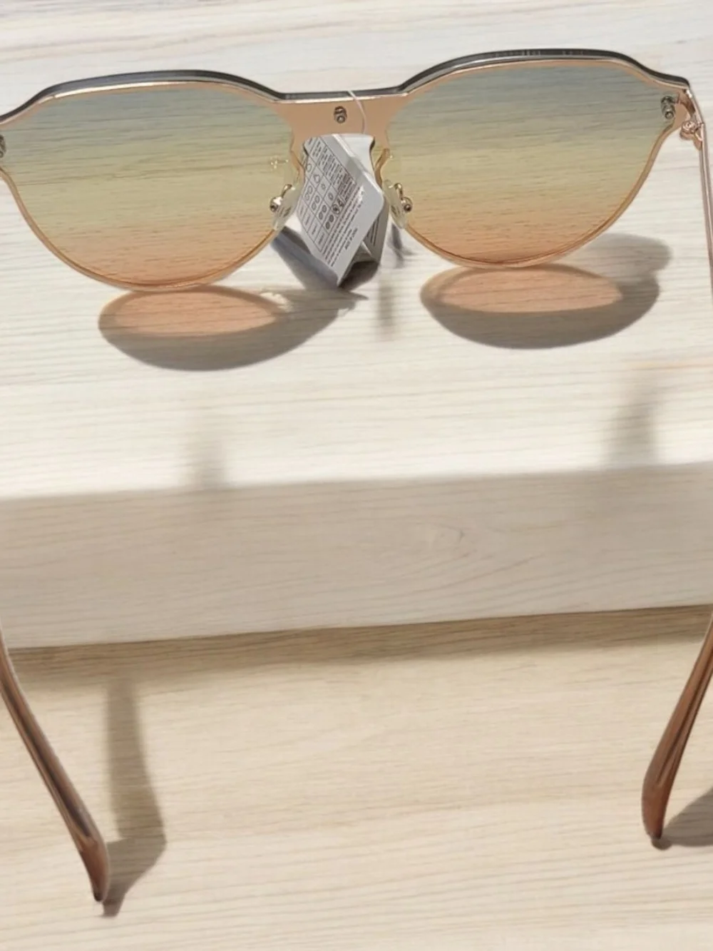 Gold Rim Aviator Sunglasses - Clear/Light Gold Lens - Picture 2 of 3